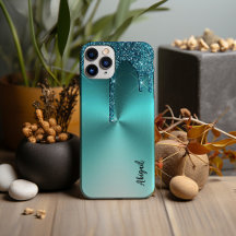 Luxus Sparkle Aquamarin Dripping Glitzer Personali