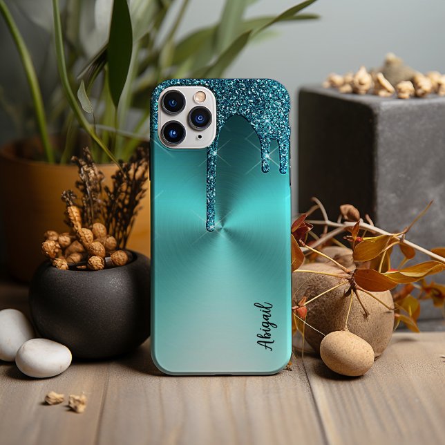 Luxus Sparkle Aquamarin Dripping Glitzer Personali Case-Mate iPhone Hülle (Von Creator hochgeladen)