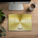 Luxus Sparkle Gold Dripping Glitzer Personalisiert iPad Pro Cover<br><div class="desc">Wunderschöner Luxus-Sparkle-Gold-Dripping-Glitzer mit gebürstetem Metalldesign Personalisiert iPad Pro Cover</div>
