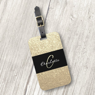 Luxus Sparkle Gold Glitzer Name Gepäckanhänger