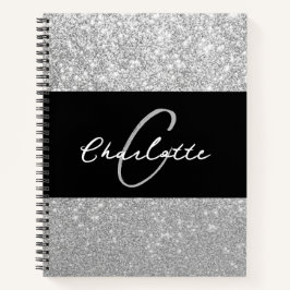 Luxus Sparkle Silver Glitzer Name Notizbuch