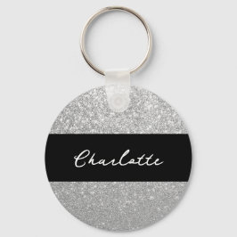 Luxus Sparkle Silver Glitzer Name Schlüsselanhänger