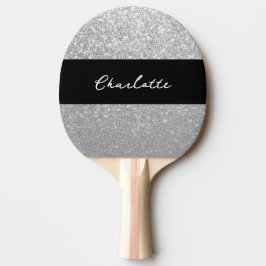 Luxus Sparkle Silver Glitzer Name Tischtennis Schläger