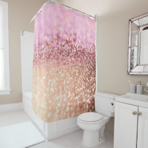 Luxus Sparkling Pink Ombre Glitzer Gradient Duschvorhang
