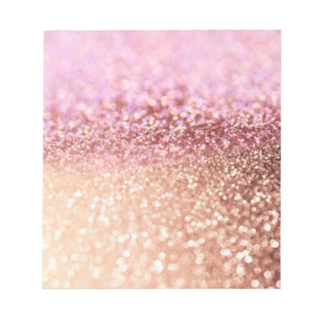 Luxus Sparkling Pink Ombre Glitzer Gradient Notizblock (Vorderseite)