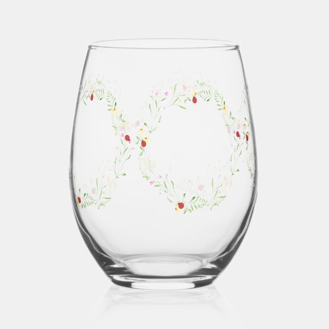 Luxus Spring Wildblume ladybug Garden Pattern Weinglas Ohne Stiel (Vorderseite)