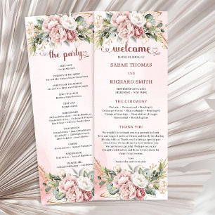 Luxus-Staubrosa-Blumen-Hochzeitsprogramm Programm