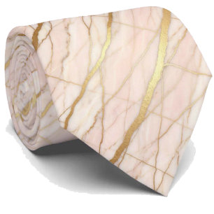 Luxus Stein Krawatte Roségold Rosa & Gold Marmor