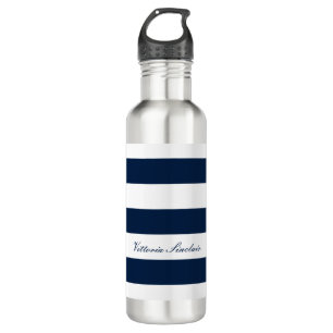 Luxus Streifen Marine minimalistisch personalisier Edelstahlflasche