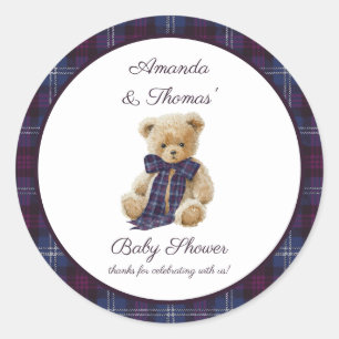 Luxus-Tartan-Baby-Shower-Dankeschön Runder Aufkleber