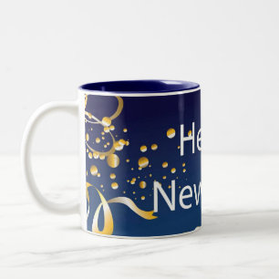 Luxus-Tasse, Glückliches Neues Jahr. Zweifarbige Tasse