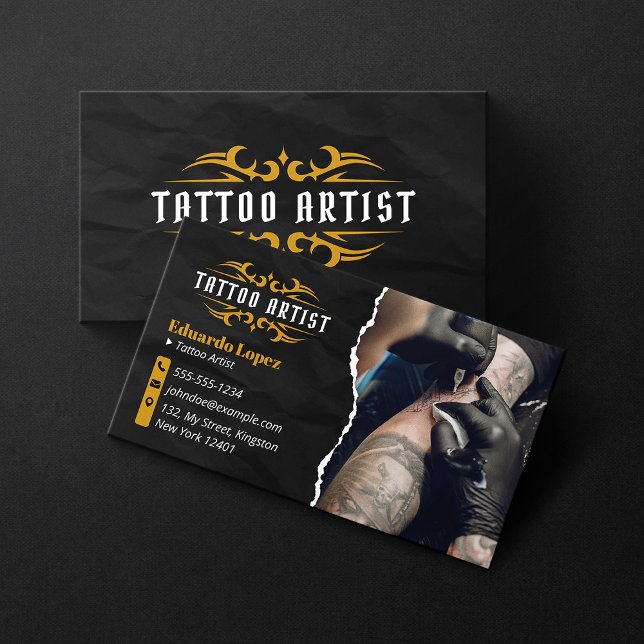 Luxus Tattoo Artist Gold Black Tattoo Shop Visitenkarte (Von Creator hochgeladen)