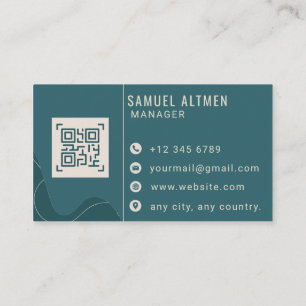 Luxus Teal und Creme Professioneller QR-Code Visitenkarte