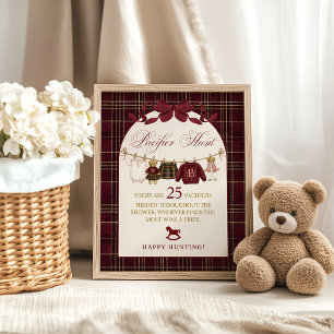 Luxus-Teddy-Baby-Shower-Mädchen-Kariert-Finde-Schn Poster