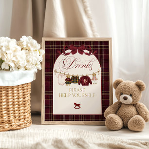 Luxus-Teddy-Babyshower-Mädchen-Karogestaltung Getr Poster