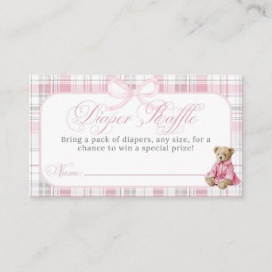 Luxus-Teddybär Rosa Kariert Baby Girl Shower  Begleitkarte