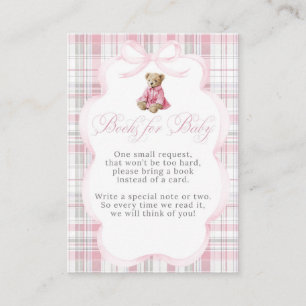 Luxus-Teddybär Rosa Kariert Baby Mädchen Shower Begleitkarte