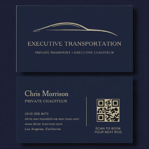 Luxus-Transportwagen-QR-Code Blau & Gold Visitenkarte