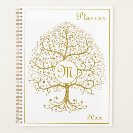 Luxus Tree Monogram Gold White Modern Planer
