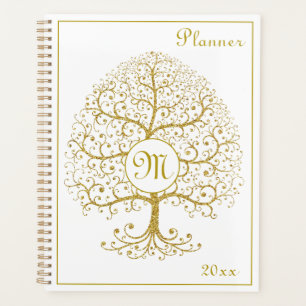 Luxus Tree Monogram Gold White Modern Planer