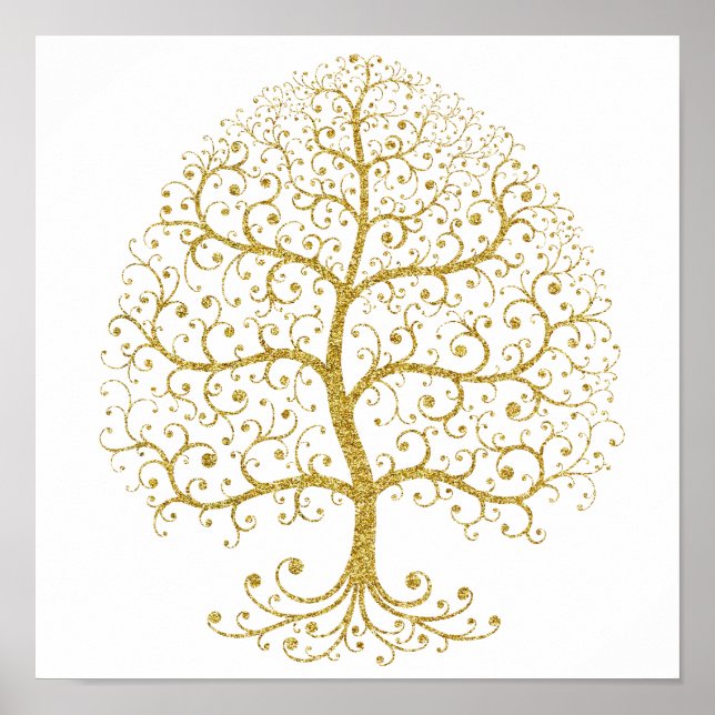 Luxus Tree of Life Gold Modernes Minimalistisch Poster (Vorne)