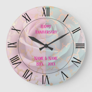 Luxus-Trendy-Blush-Pink-Soft-Mint-Gold-Kollektion Große Wanduhr