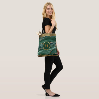 Luxus-Trendy Schwarz, Gold, Grün Faux-Achat Tasche