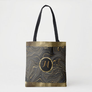 Luxus-Trendy Schwarz und Gold Faux-Achat Tasche