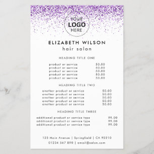 Luxus triefend glitzernd lila Salon Flyer