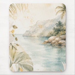 Luxus-Tropen-Küsten-Wasserfarben-Wandkunst Mousepad