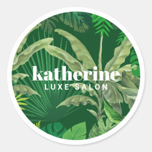 Luxus Tropical Moderne Boutique & Salon Green Runder Aufkleber