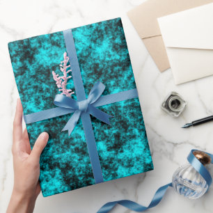 Luxus Türkis & Schwarzer Marmor Geschenkpapier