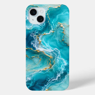 Luxus-Türkises Ozeanmarmor mit Goldfolienwellen Case-Mate iPhone Hülle