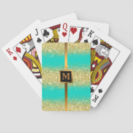 Luxus Turquoise Gold Glitzer Spielkarten