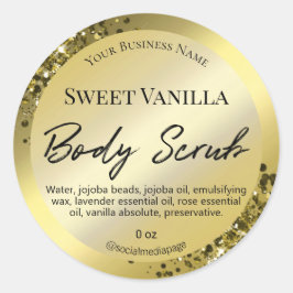 Luxus- und Glam-Gold-Body-Scrub-Labels Runder Aufkleber