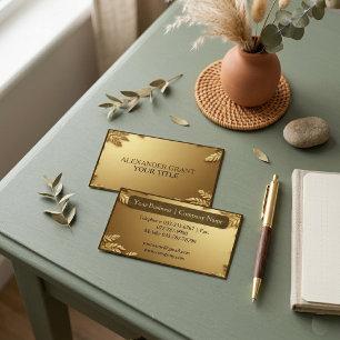 Luxus-Unechte-Gold-Foliage-Minimal-Modern-Geschäft Telefonnummerkarte