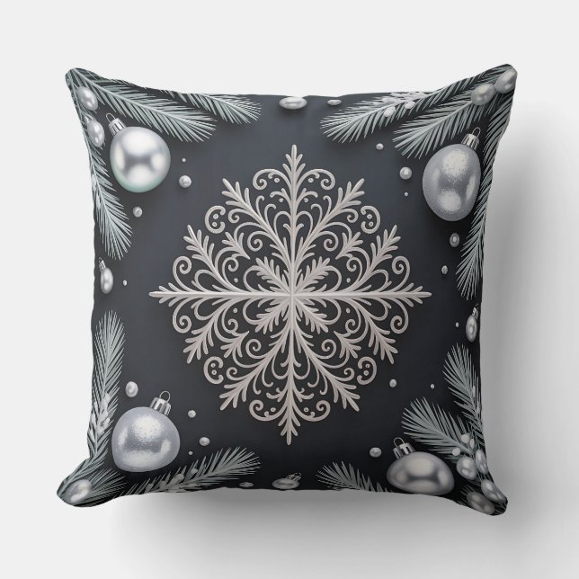 Luxus-Urlaubskatze - Snowflake Design Kissen (Vorderseite)
