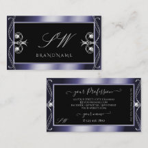 Luxus Verziert Black Blue Sparkle Diamonds Monogra