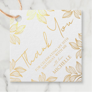 Luxus Vielen Dank Gold Typografie & Foliage Geschenkanhänger
