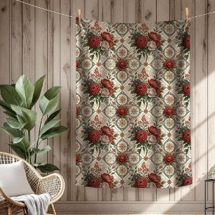 Luxus-Vintage-Decke Klassische Rosenmuster Fleecedecke