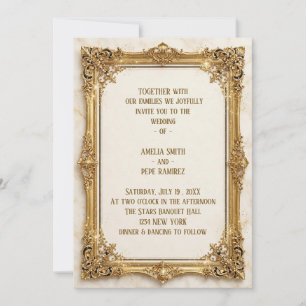 Luxus-Vintage-Gold-Ornamentrahmen-Hochzeit  Einladung