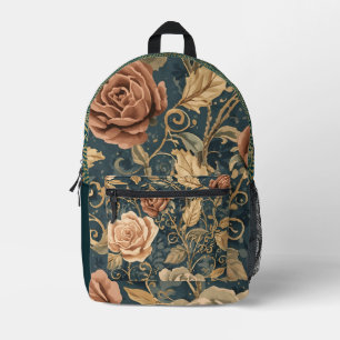 Luxus, Vintage, Rosengarten, blauer Hintergrund Bedruckter Rucksack