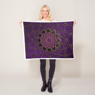 Luxus-Violett- und Gold-Mandala-Kunst-Fleece Fleecedecke