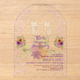 Luxus-Violette-Floral-Acryl zum 25. Jubiläum Acryleinladungen