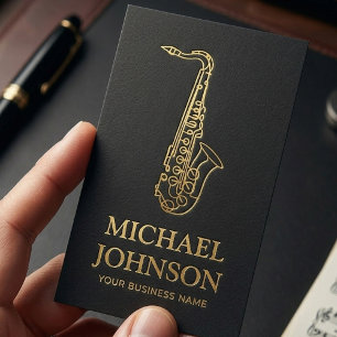 Luxus Visitenkarte für Musiker Gold Saxophon