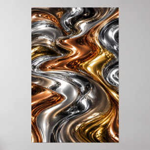 Luxus-Wandkunst aus flüssigem Metall Poster