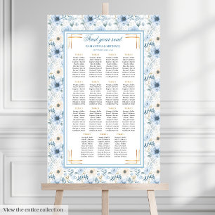 Luxus-Wasserfarbe Hellblau-Gold-Sitzplan Poster