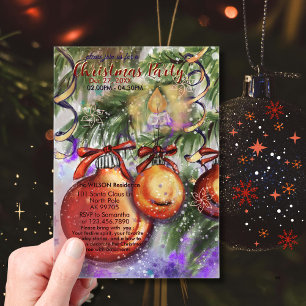 Luxus-Wasserfarben-Weihnachtsfeier-Ornamente & Kie Acryleinladungen