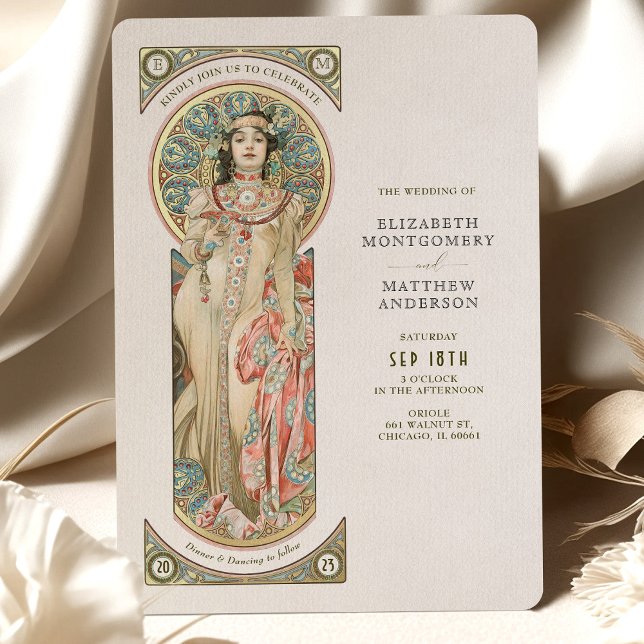 Luxus Wedding Invitation Card Jugendstil von Mucha Einladung (Von Creator hochgeladen)