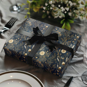 Luxus-Weihnachts-Geschenk in Navy und Creme mit fl Geschenkpapier Set